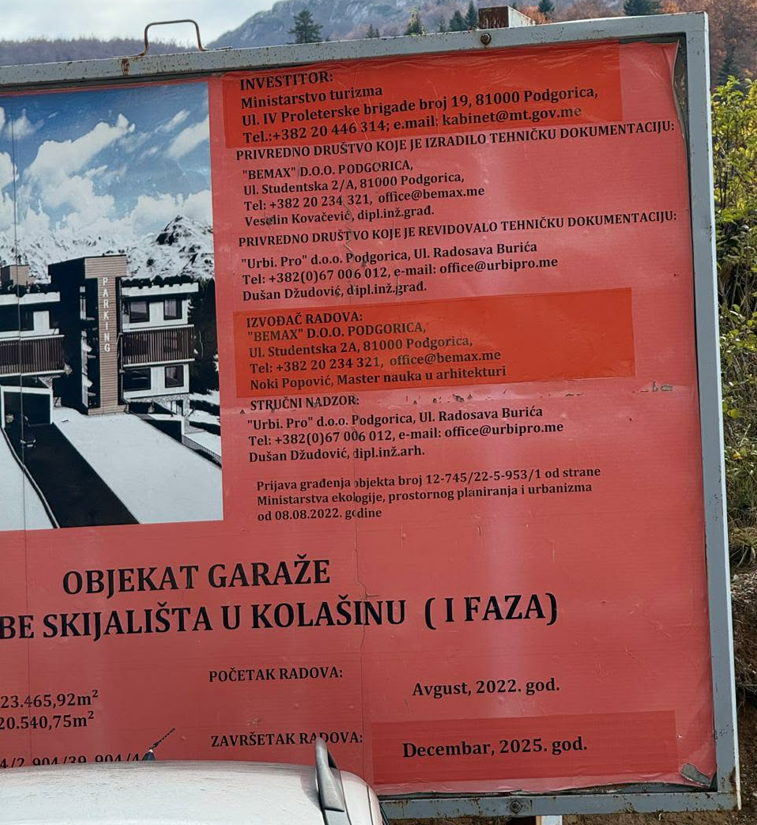 Fotografija 2: SKIJALIŠTE KOLAŠIN NI KRAJEM 2025. NEMA GARAŽU: Tenderi, pomjereni rokovi i sumnjivi milioni razotkrili BEMAX-mehanizam korišćenja države kao paravana